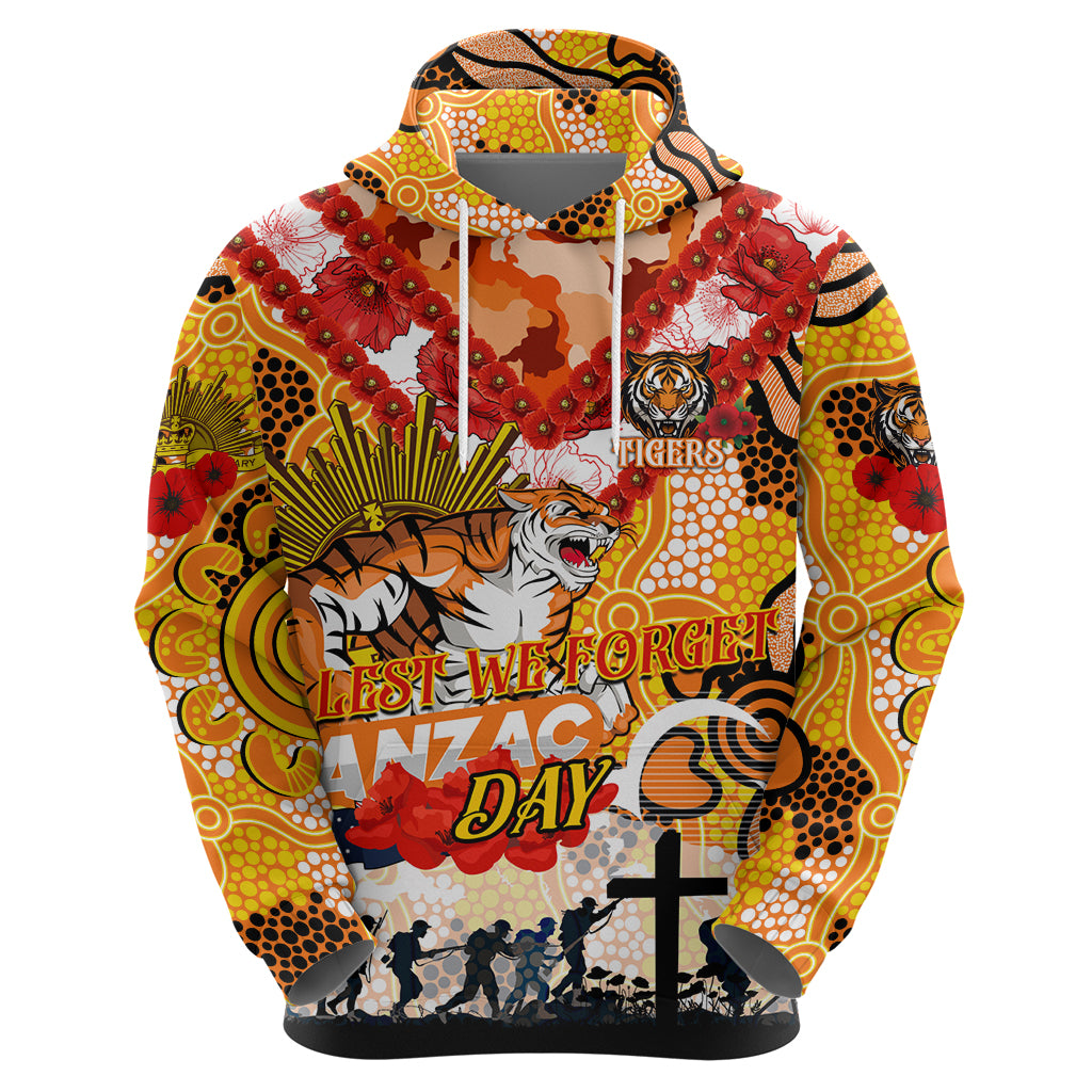 Personalised Tigers ANZAC Day Hoodie Aboriginal Rising Sun