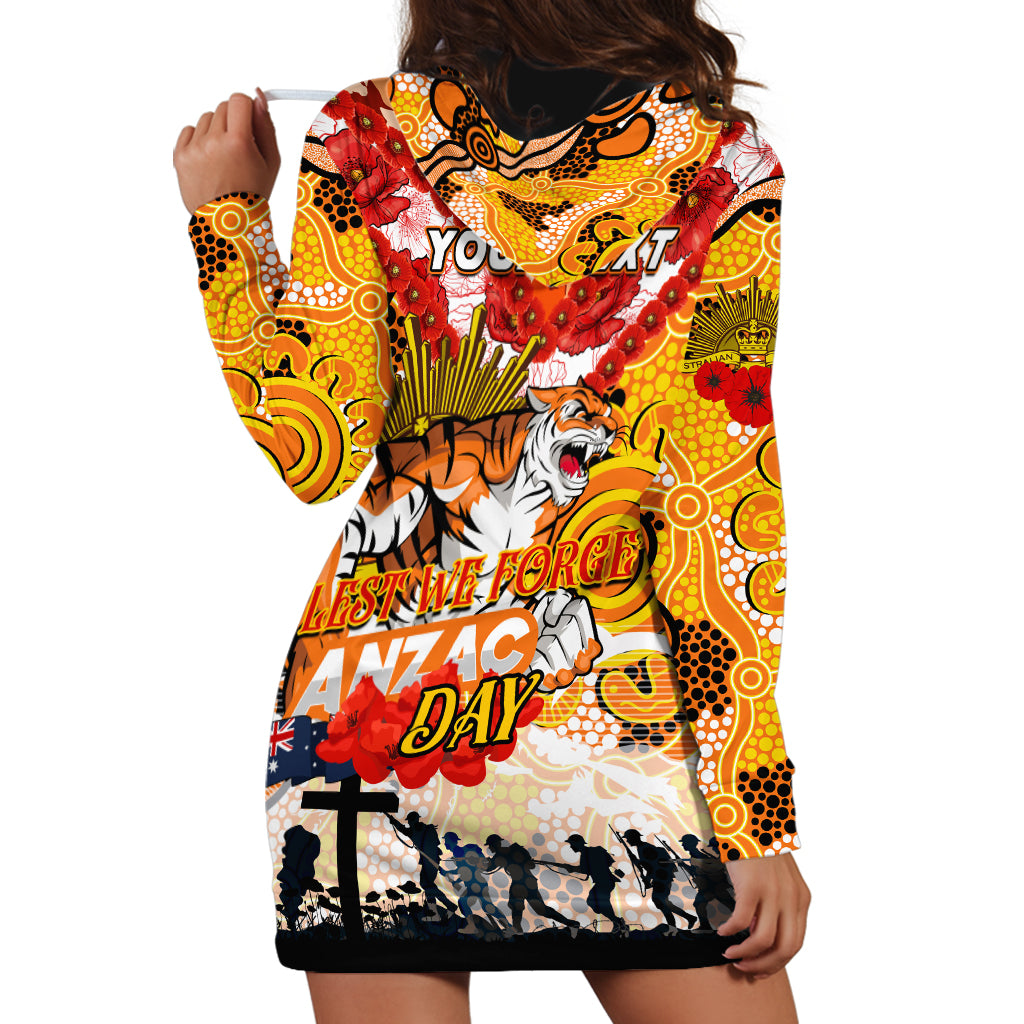 Personalised Tigers ANZAC Day Hoodie Dress Aboriginal Rising Sun