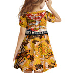 Personalised Tigers ANZAC Day Kid Short Sleeve Dress Aboriginal Rising Sun