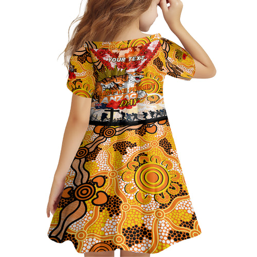 Personalised Tigers ANZAC Day Kid Short Sleeve Dress Aboriginal Rising Sun