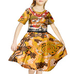 Personalised Tigers ANZAC Day Kid Short Sleeve Dress Aboriginal Rising Sun
