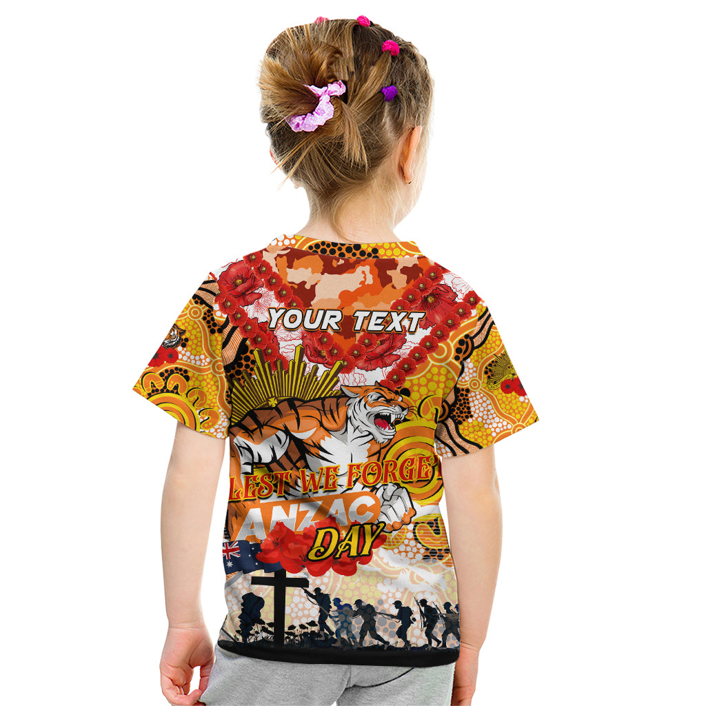 Personalised Tigers ANZAC Day Kid T Shirt Aboriginal Rising Sun