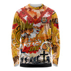 Personalised Tigers ANZAC Day Long Sleeve Shirt Aboriginal Rising Sun