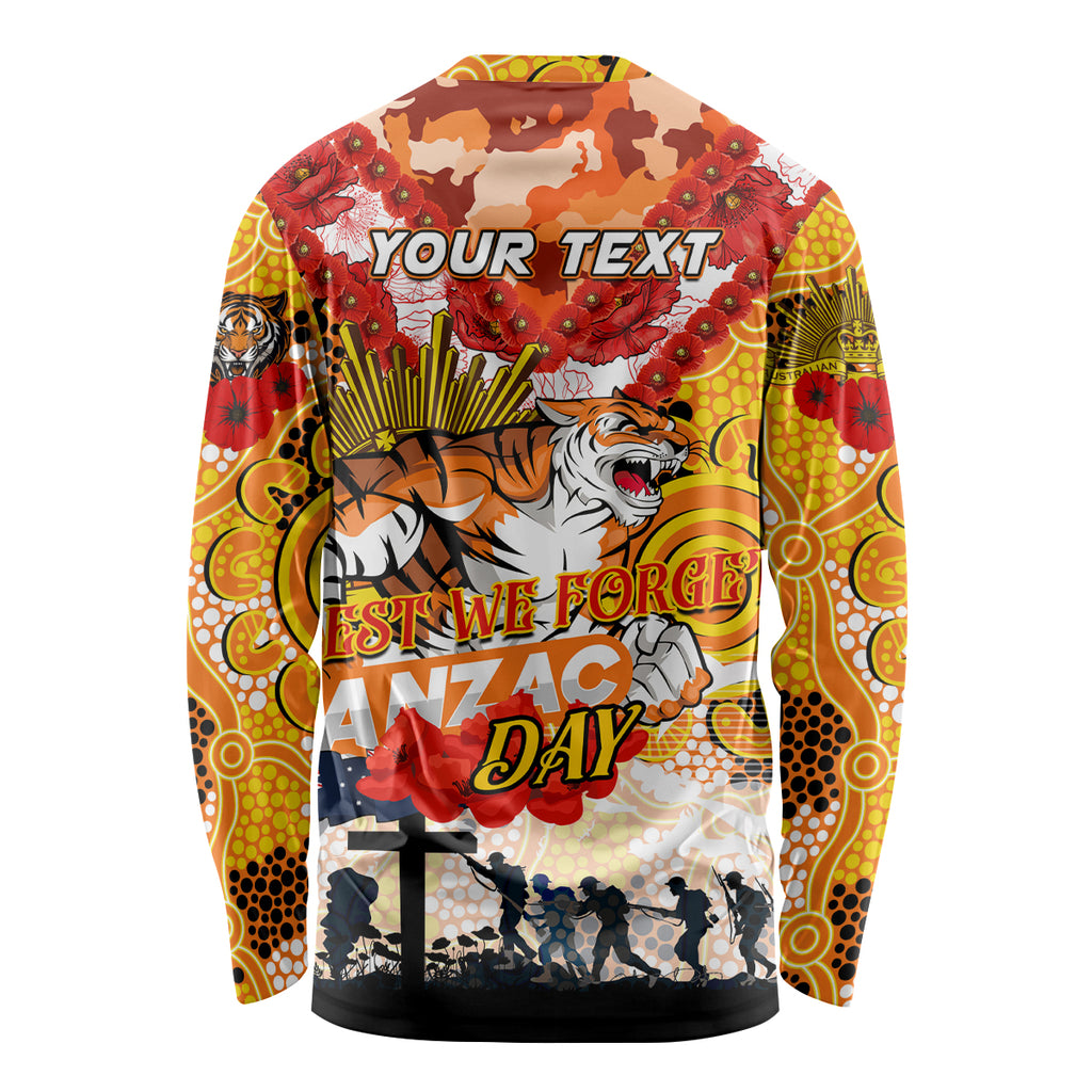 Personalised Tigers ANZAC Day Long Sleeve Shirt Aboriginal Rising Sun
