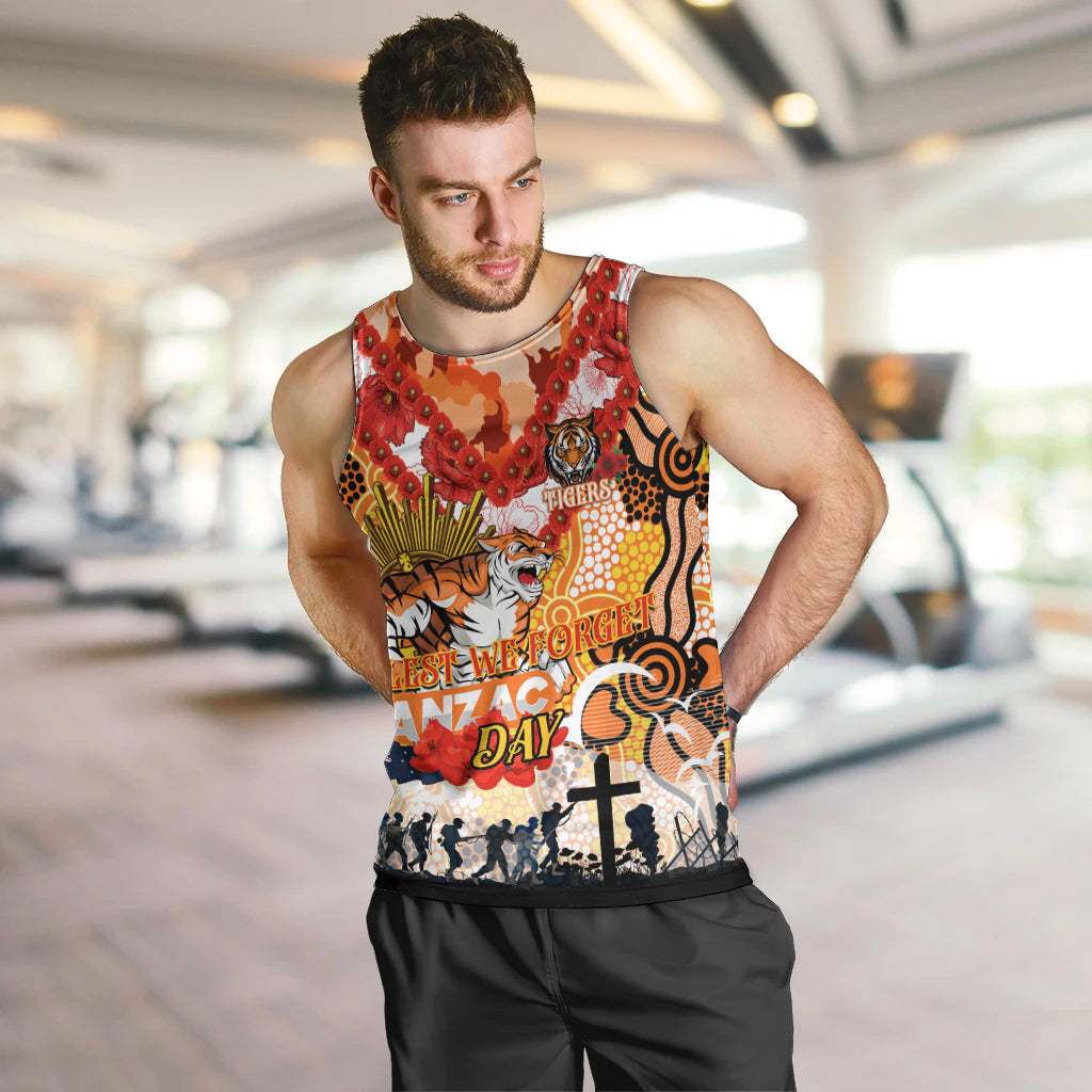 Personalised Tigers ANZAC Day Men Tank Top Aboriginal Rising Sun