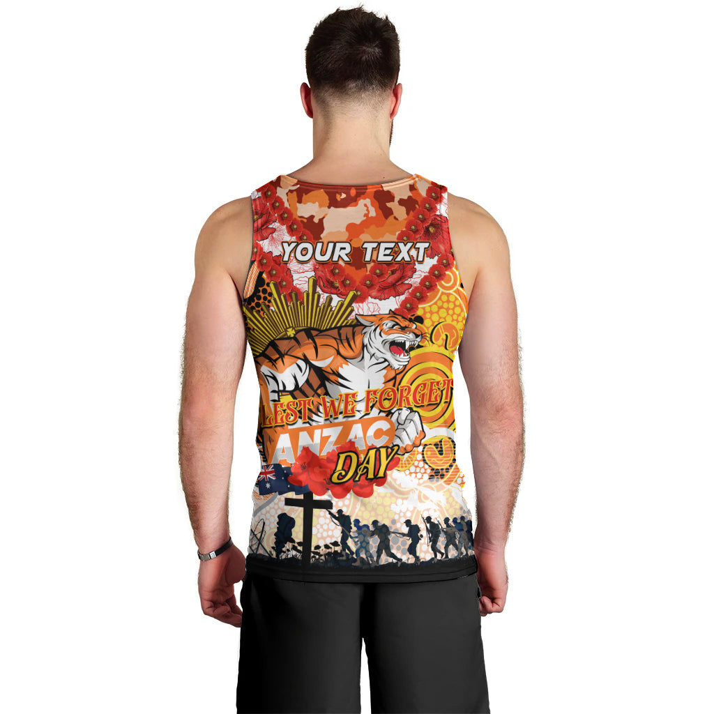Personalised Tigers ANZAC Day Men Tank Top Aboriginal Rising Sun
