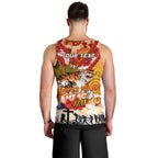 Personalised Tigers ANZAC Day Men Tank Top Aboriginal Rising Sun