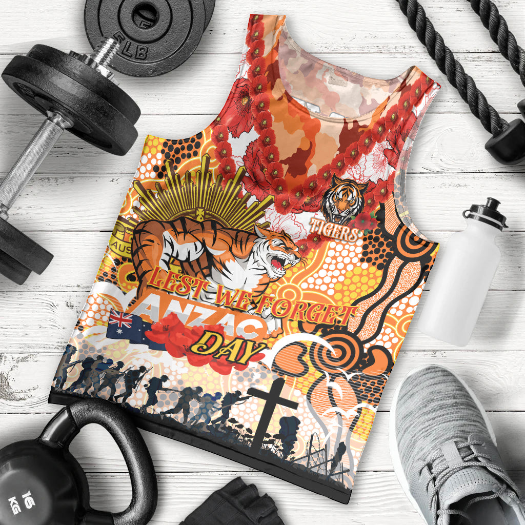 Personalised Tigers ANZAC Day Men Tank Top Aboriginal Rising Sun