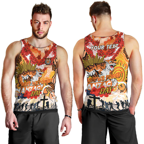 Personalised Tigers ANZAC Day Men Tank Top Aboriginal Rising Sun