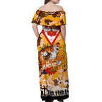 Personalised Tigers ANZAC Day Off Shoulder Maxi Dress Aboriginal Rising Sun