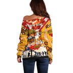 Personalised Tigers ANZAC Day Off Shoulder Sweater Aboriginal Rising Sun