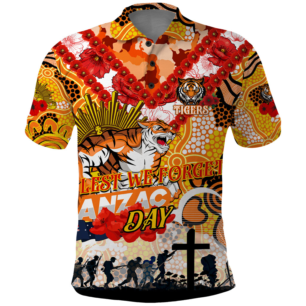 Personalised Tigers ANZAC Day Polo Shirt Aboriginal Rising Sun