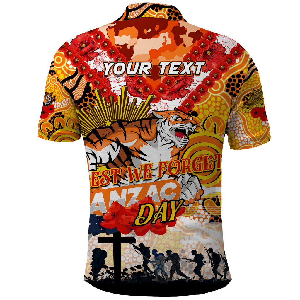 Personalised Tigers ANZAC Day Polo Shirt Aboriginal Rising Sun