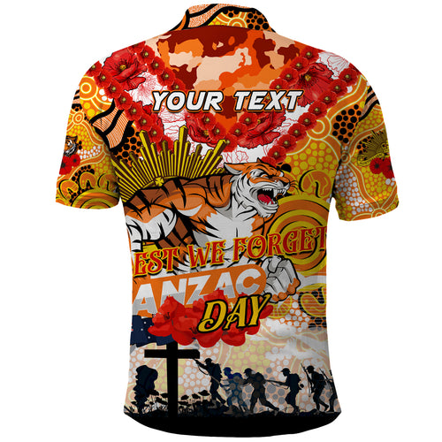 Personalised Tigers ANZAC Day Polo Shirt Aboriginal Rising Sun