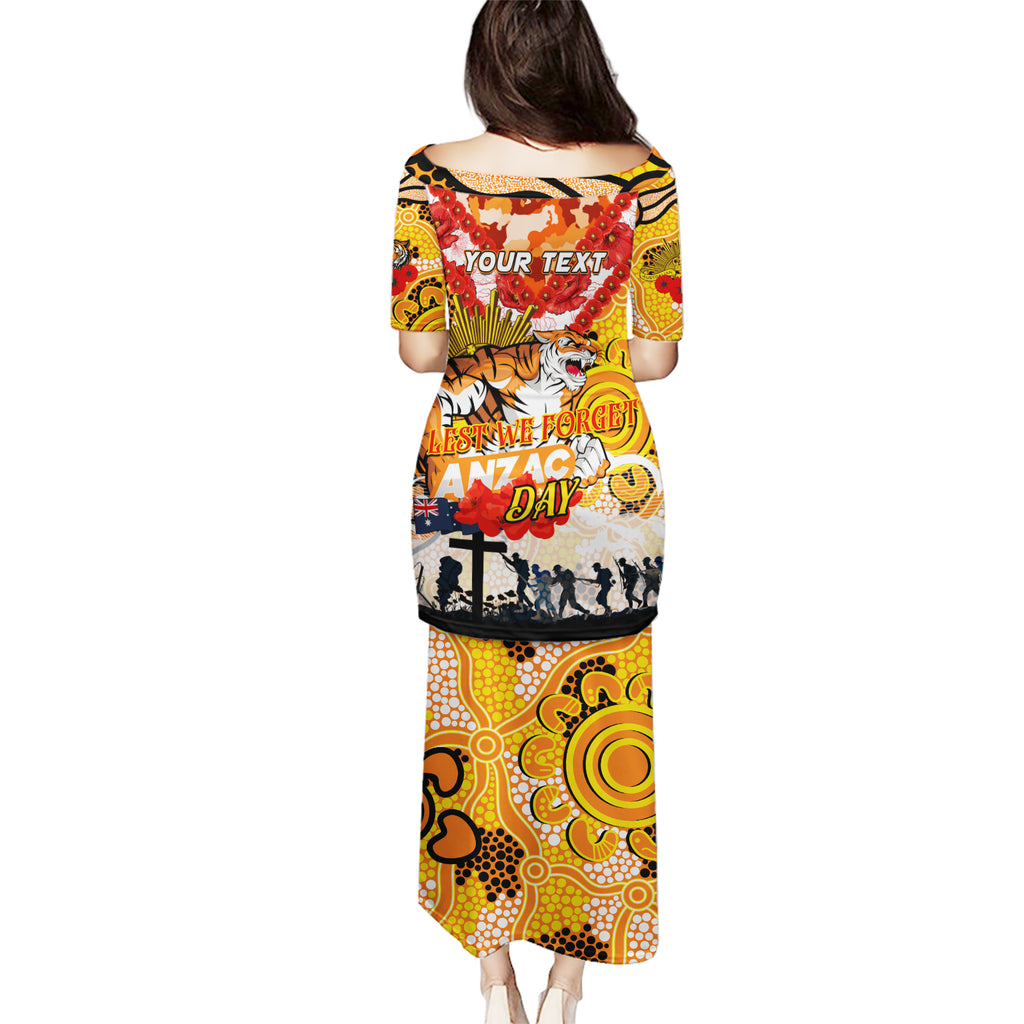Personalised Tigers ANZAC Day Puletasi Aboriginal Rising Sun