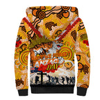 Personalised Tigers ANZAC Day Sherpa Hoodie Aboriginal Rising Sun