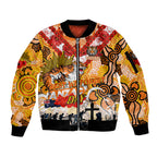 Personalised Tigers ANZAC Day Sleeve Zip Bomber Jacket Aboriginal Rising Sun