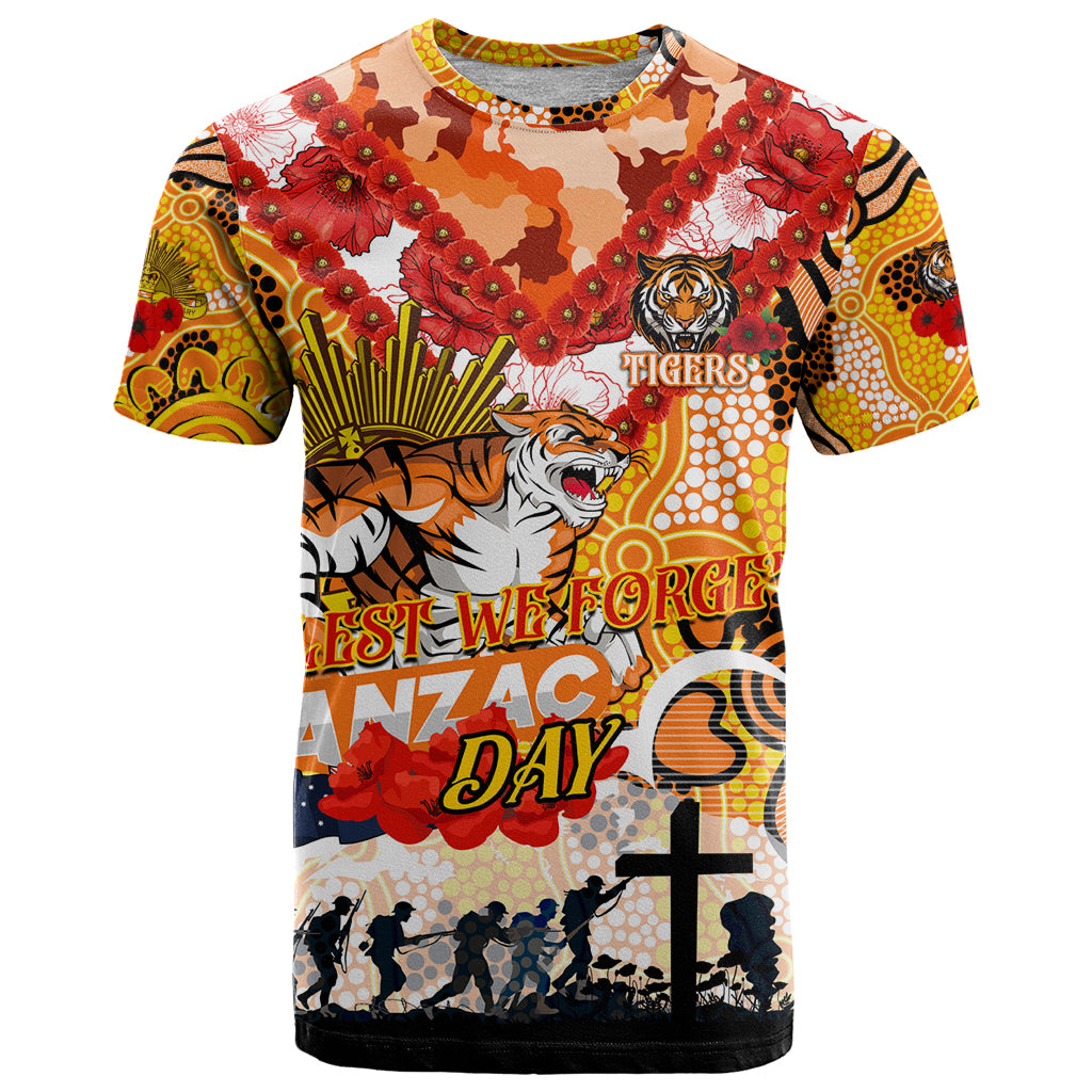 Personalised Tigers ANZAC Day T Shirt Aboriginal Rising Sun