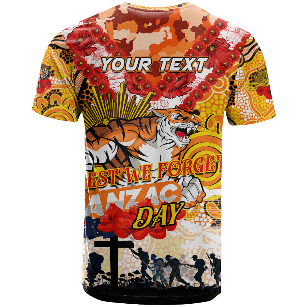 Personalised Tigers ANZAC Day T Shirt Aboriginal Rising Sun