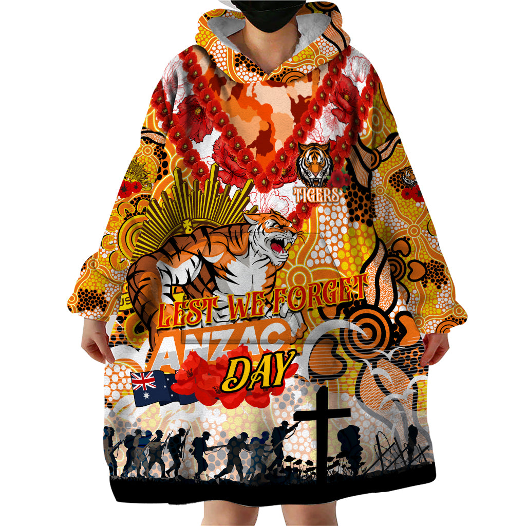 Personalised Tigers ANZAC Day Wearable Blanket Hoodie Aboriginal Rising Sun