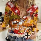 Personalised Tigers ANZAC Day Women Casual Shirt Aboriginal Rising Sun