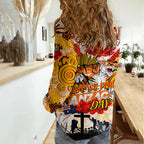 Personalised Tigers ANZAC Day Women Casual Shirt Aboriginal Rising Sun
