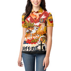 Personalised Tigers ANZAC Day Women Polo Shirt Aboriginal Rising Sun