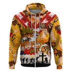 Personalised Tigers ANZAC Day Zip Hoodie Aboriginal Rising Sun