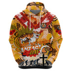 Personalised Tigers ANZAC Day Zip Hoodie Aboriginal Rising Sun