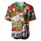 Personalised Rabbitohs ANZAC Day Baseball Jersey Aboriginal Rising Sun