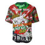 Personalised Rabbitohs ANZAC Day Baseball Jersey Aboriginal Rising Sun