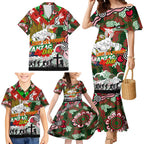 Personalised Rabbitohs ANZAC Day Family Matching Mermaid Dress and Hawaiian Shirt Aboriginal Rising Sun