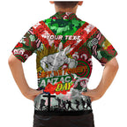 Personalised Rabbitohs ANZAC Day Family Matching Mermaid Dress and Hawaiian Shirt Aboriginal Rising Sun