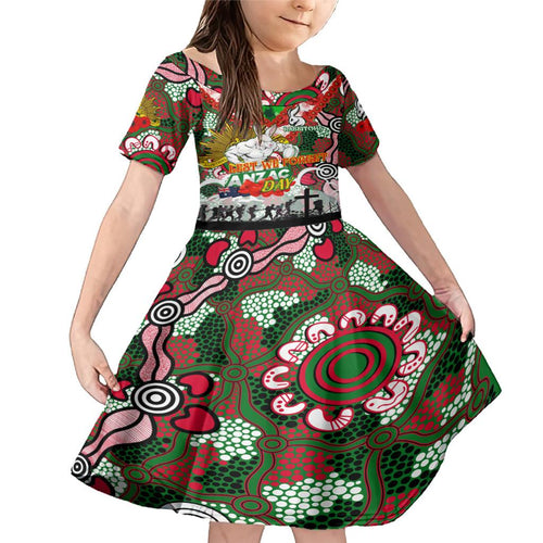 Personalised Rabbitohs ANZAC Day Family Matching Mermaid Dress and Hawaiian Shirt Aboriginal Rising Sun
