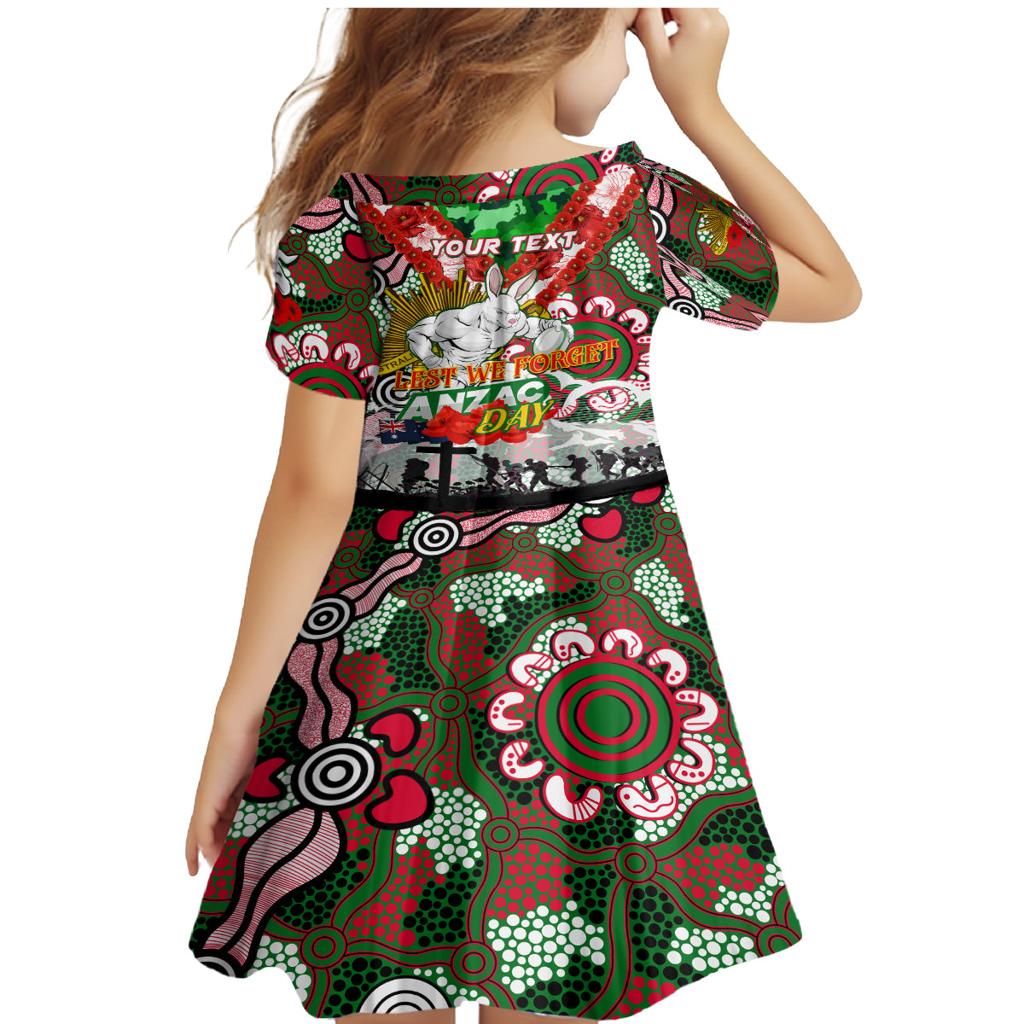 Personalised Rabbitohs ANZAC Day Family Matching Mermaid Dress and Hawaiian Shirt Aboriginal Rising Sun