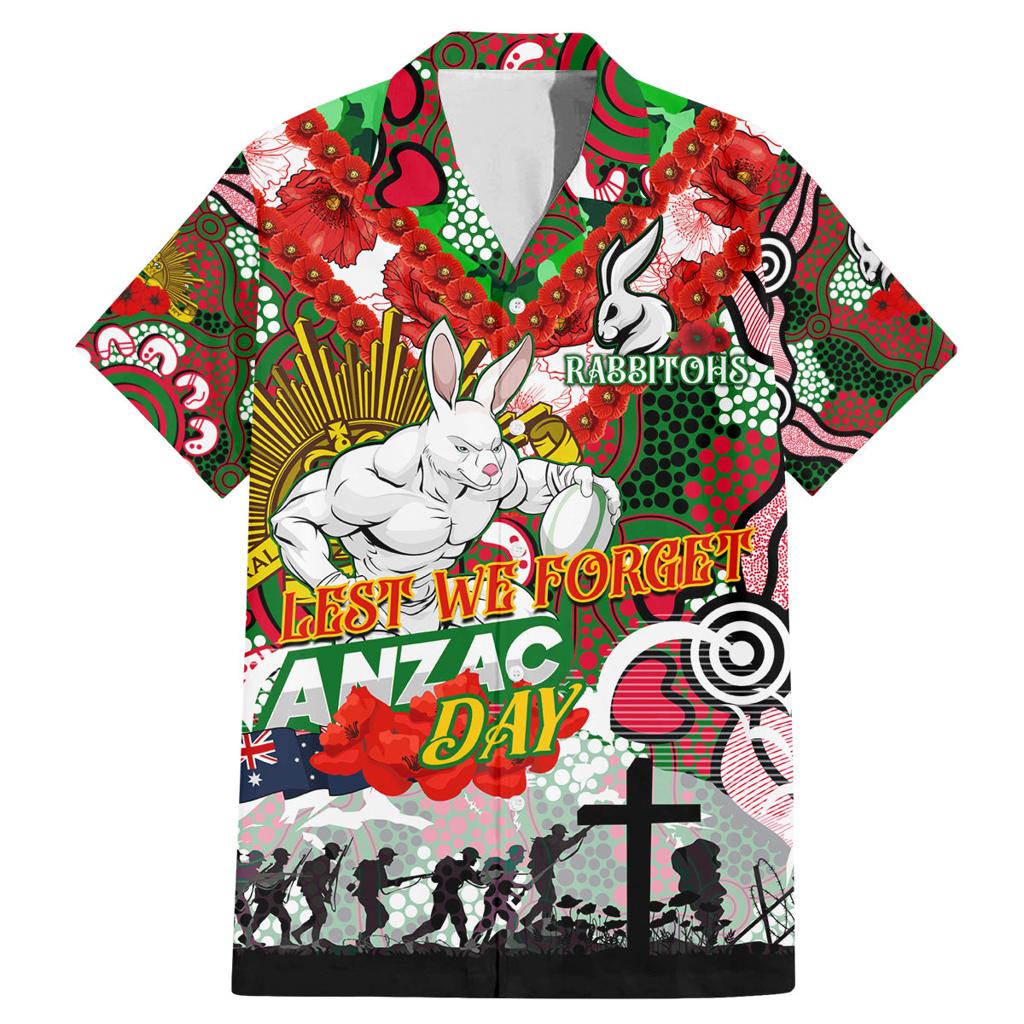 Personalised Rabbitohs ANZAC Day Family Matching Mermaid Dress and Hawaiian Shirt Aboriginal Rising Sun