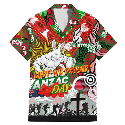 Personalised Rabbitohs ANZAC Day Family Matching Mermaid Dress and Hawaiian Shirt Aboriginal Rising Sun