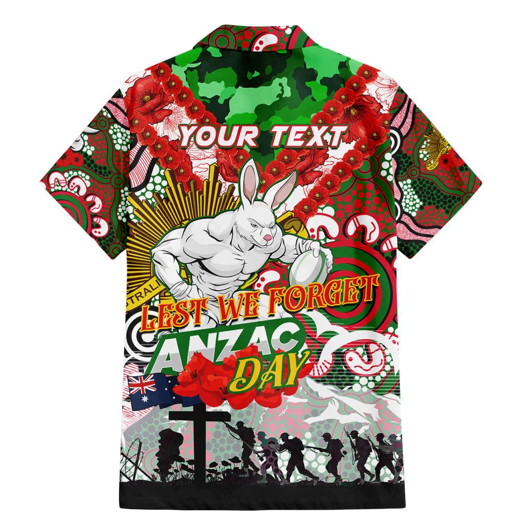 Personalised Rabbitohs ANZAC Day Family Matching Mermaid Dress and Hawaiian Shirt Aboriginal Rising Sun