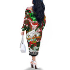 Personalised Rabbitohs ANZAC Day Family Matching Off The Shoulder Long Sleeve Dress and Hawaiian Shirt Aboriginal Rising Sun