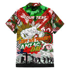 Personalised Rabbitohs ANZAC Day Family Matching Off Shoulder Maxi Dress and Hawaiian Shirt Aboriginal Rising Sun