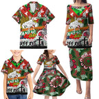 Personalised Rabbitohs ANZAC Day Family Matching Puletasi and Hawaiian Shirt Aboriginal Rising Sun
