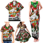 Personalised Rabbitohs ANZAC Day Family Matching Tank Maxi Dress and Hawaiian Shirt Aboriginal Rising Sun