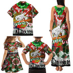 Personalised Rabbitohs ANZAC Day Family Matching Tank Maxi Dress and Hawaiian Shirt Aboriginal Rising Sun