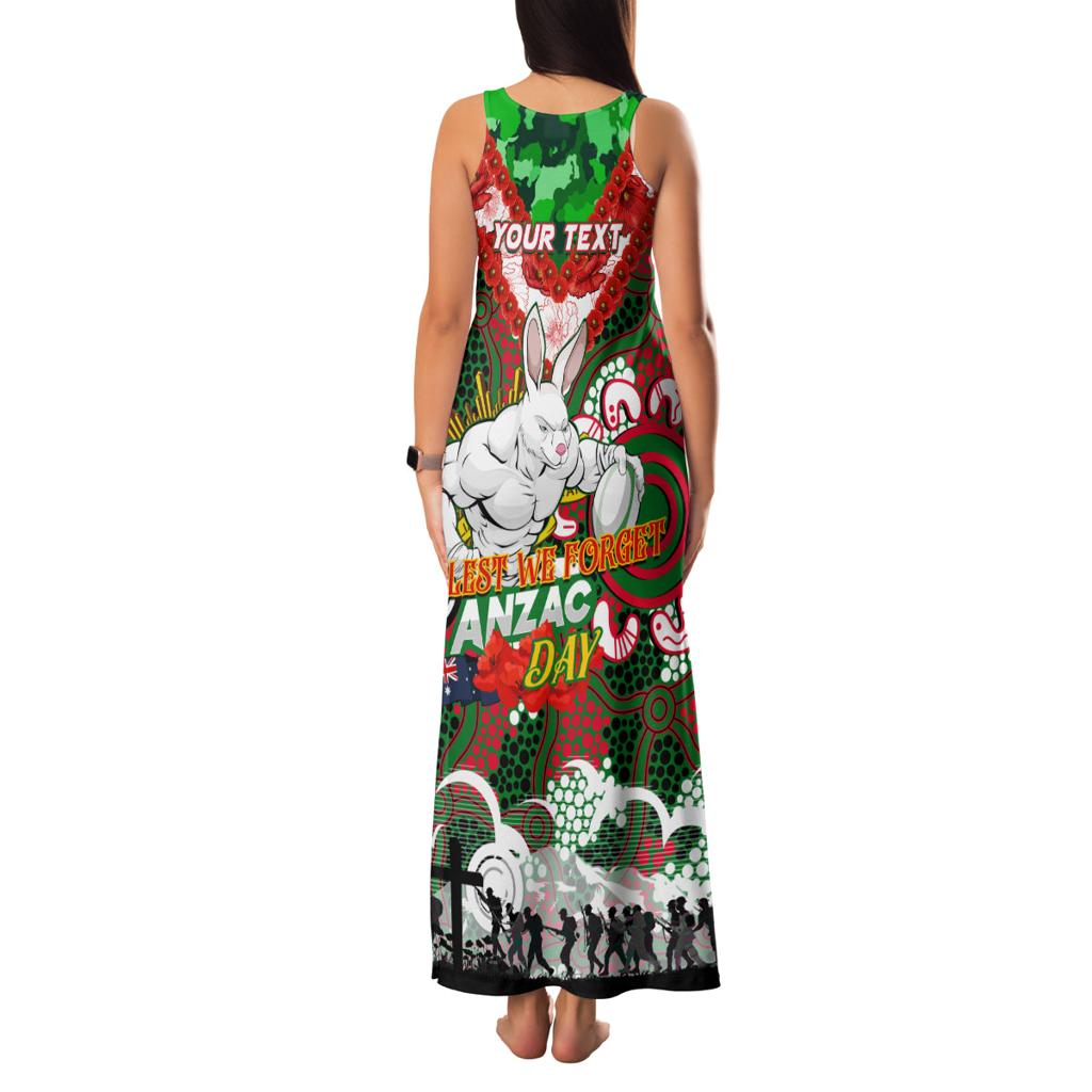 Personalised Rabbitohs ANZAC Day Family Matching Tank Maxi Dress and Hawaiian Shirt Aboriginal Rising Sun