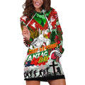 Personalised Rabbitohs ANZAC Day Hoodie Dress Aboriginal Rising Sun