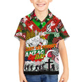 Personalised Rabbitohs ANZAC Day Kid Hawaiian Shirt Aboriginal Rising Sun