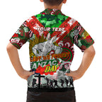 Personalised Rabbitohs ANZAC Day Kid Hawaiian Shirt Aboriginal Rising Sun