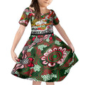 Personalised Rabbitohs ANZAC Day Kid Short Sleeve Dress Aboriginal Rising Sun