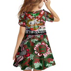 Personalised Rabbitohs ANZAC Day Kid Short Sleeve Dress Aboriginal Rising Sun