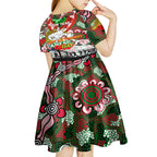 Personalised Rabbitohs ANZAC Day Kid Short Sleeve Dress Aboriginal Rising Sun